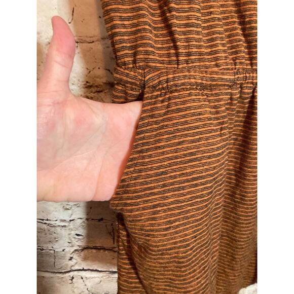 PrAna Romper Womens Large Rust Brown Striped Hemp & Organic Cotton Lightweight - Picture 3 of 15